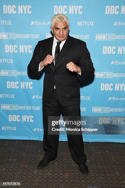 Professional wrestler Jose Luis Jair Soria, aka Shocker, attends the DOC NYC 2015 premiere of "Lucha Mexico" at SVA Theater on November 13, 2015 in...