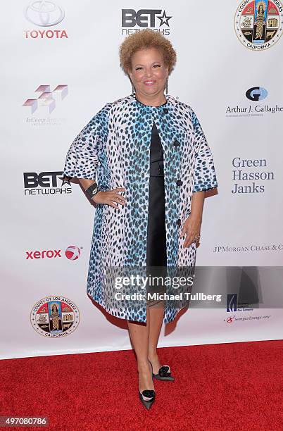 Chairman and CEO Debra Lee attends the 13th Annual Rhapsody Gala hosted by YWCA at the Beverly Wilshire Four Seasons Hotel on November 13, 2015 in...