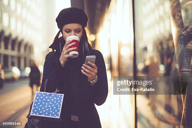 winter shopping season - window shopping stock pictures, royalty-free photos & images