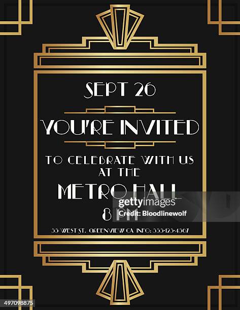 art deco invite - art deco border stock illustrations