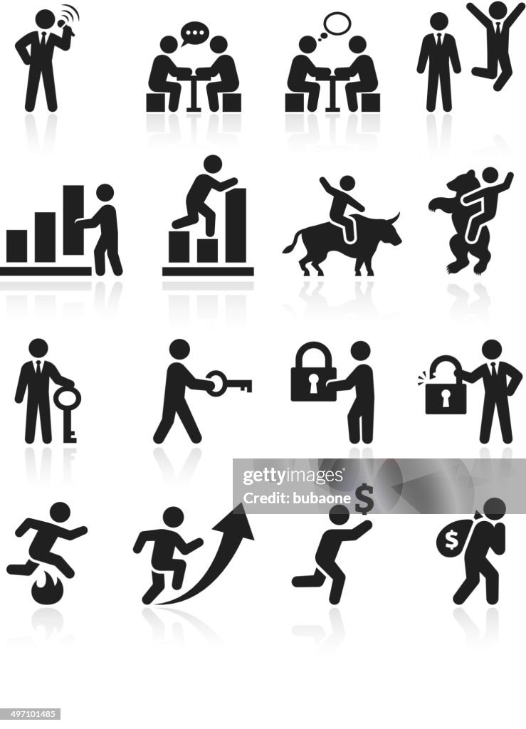 Business success and achievement royalty free vector interface icon set