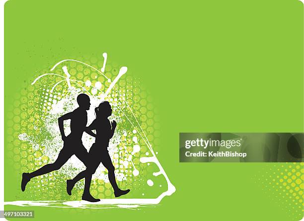 interracial couple jogging background - fitness graphic - muscle black wallpaper stock illustrations