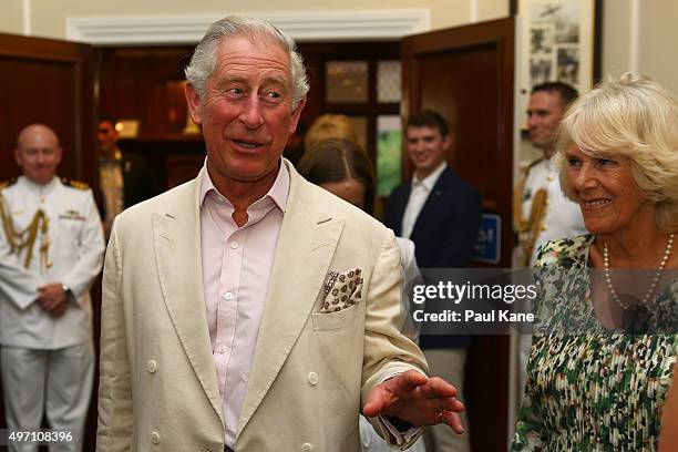 Prince Charles, Prince of Wales and Camilla, Duchess of Cornwall greet VIP's on arrival for a reception to celebrate the Prince's birthday at the...
