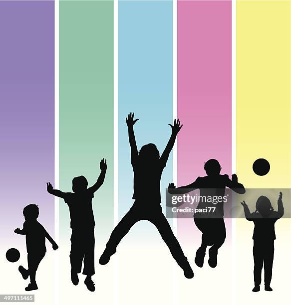 happy children - tween playing stock illustrations