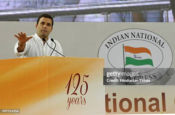 Congress Vice President Rahul Gandhi addresses at the culmination of 125th birth anniversary of first Prime Minister of India Pandit Jawharlal Nehru...