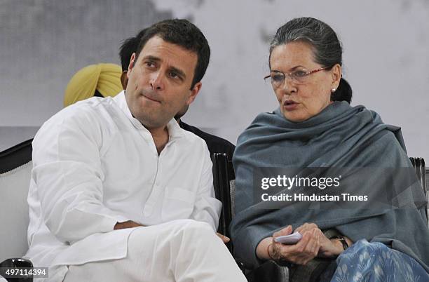 Congress President Sonia Gandhi and Vice President Rahul Gandhi at the culmination of 125th birth anniversary of first Prime Minister of India Pandit...