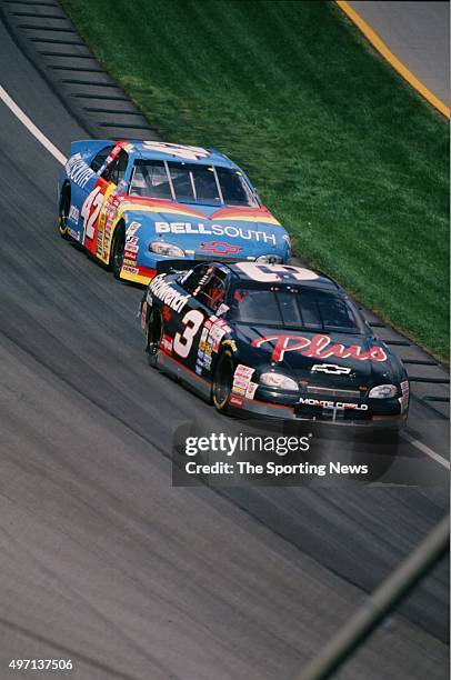 Dale Earnhardt drives during the NASCAR Brickyard 400 on August 1, 1998.