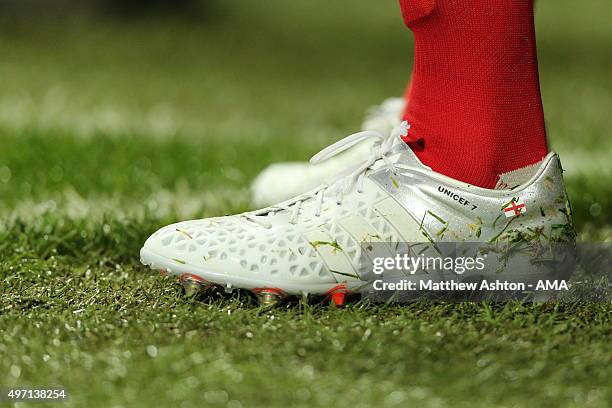 The Adidas football boots work by David Beckham of Great Britain and Ireland XI commemorating the David Beckham Match for Children in aid of UNICEF...