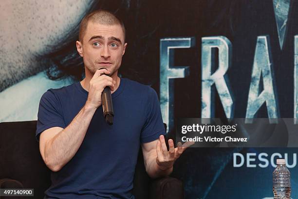 Actor Daniel Radcliffe attends a photo call and press conference to promote the new film "Victor Frankenstein" at Four Seasons hotel on November 14,...