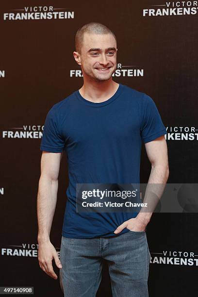 Actor Daniel Radcliffe attends a photo call and press conference to promote the new film "Victor Frankenstein" at Four Seasons hotel on November 14,...