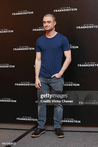 Actor Daniel Radcliffe attends a photo call and press conference to promote the new film "Victor Frankenstein" at Four Seasons hotel on November 14,...