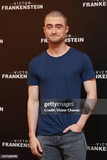 Actor Daniel Radcliffe attends a photo call and press conference to promote the new film "Victor Frankenstein" at Four Seasons hotel on November 14,...