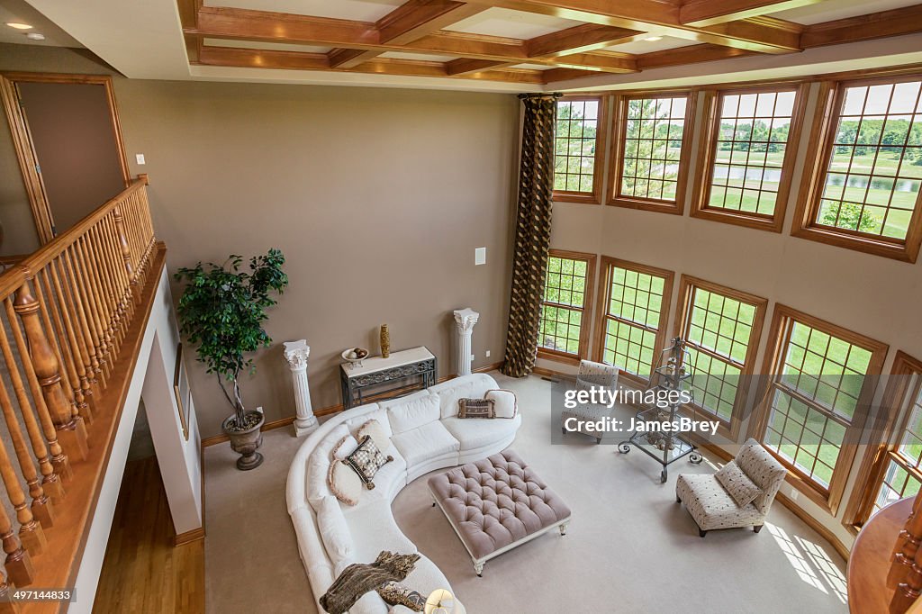 Amazing Great Room With Hardwood Ceiling