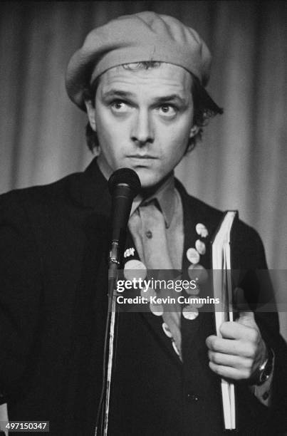 English comedian, actor and writer Rik Mayall as Rick in a stage version of the television sit-com 'The Young Ones', Nottingham, 23rd February 1983.