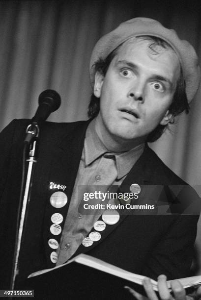 English comedian, actor and writer Rik Mayall as Rick in a stage version of the television sit-com 'The Young Ones', Nottingham, 23rd February 1983.