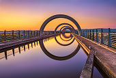 Falkirk Wheel at sunset, Scotland, United Kingdom