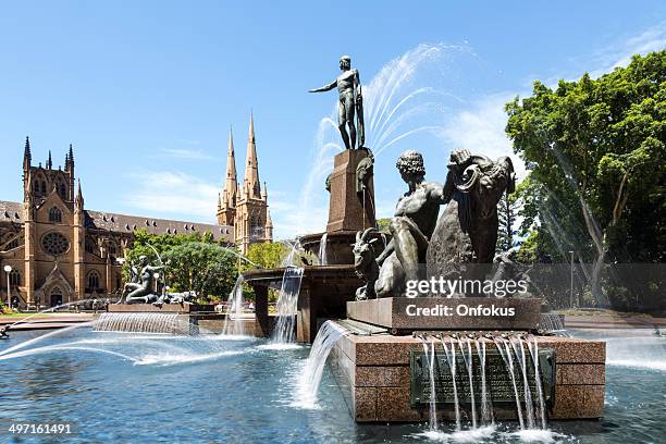 archibald fountain in hyde park, sydney, australia - archibald fountain stock pictures, royalty-free photos & images