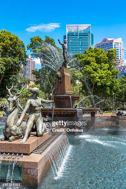 archibald fountain in hyde park, sydney, australia - archibald fountain stock pictures, royalty-free photos & images