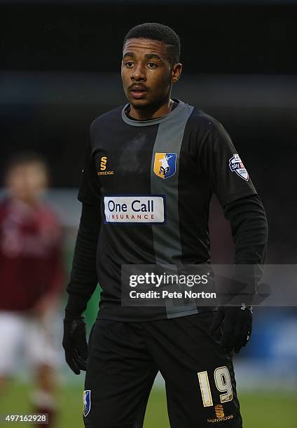 Reggie Lambe of Mansfield Town in action during the Sky Bet League Two match between Northampton Town and Mansfield Town at Sixfields Stadium on...