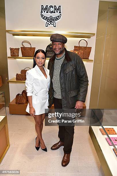 Karrueche Tran and Munson Steed attend MCM Atlanta Store Opening at Lenox Square on November 14, 2015 in Atlanta, Georgia.