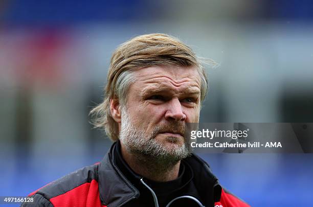 Steven Pressley manager of Fleetwood Town during the Sky Bet League One match between Peterborough United and Fleetwood Town at London Road Stadium...