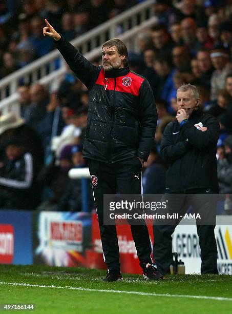 Steven Pressley manager of Fleetwood Townduring the Sky Bet League One match between Peterborough United and Fleetwood Town at London Road Stadium on...