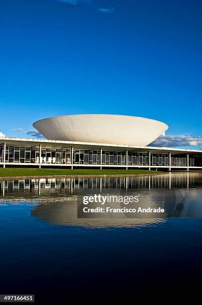 Palace of the National Congress to be see in detail, the dome of the Chamber of Deputies, Brasilia, Brazil.