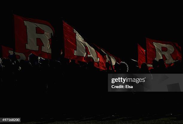 The Rutgers Scarlet Knights marching band takes the field before the game between the Rutgers Scarlet Knights and the Nebraska Cornhuskers on...