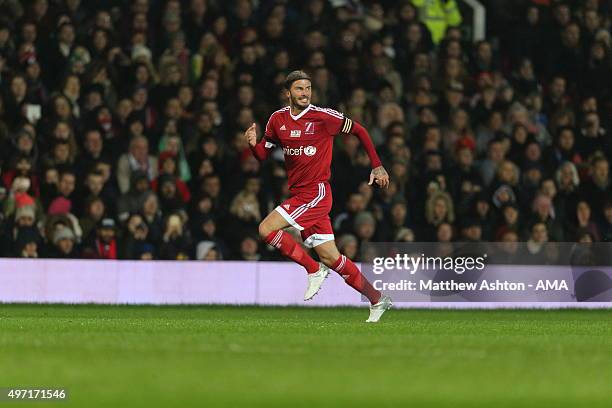 David Beckham of Great Britain and Ireland XI during the David Beckham Match for Children in aid of UNICEF at Old Trafford on November 14, 2015 in...