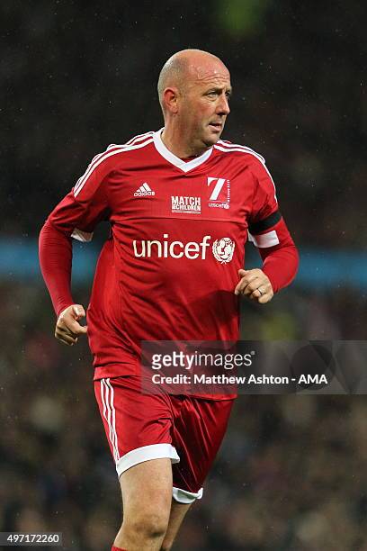 Gary McAllister of Great Britain and Ireland XI during the David Beckham Match for Children in aid of UNICEF at Old Trafford on November 14, 2015 in...