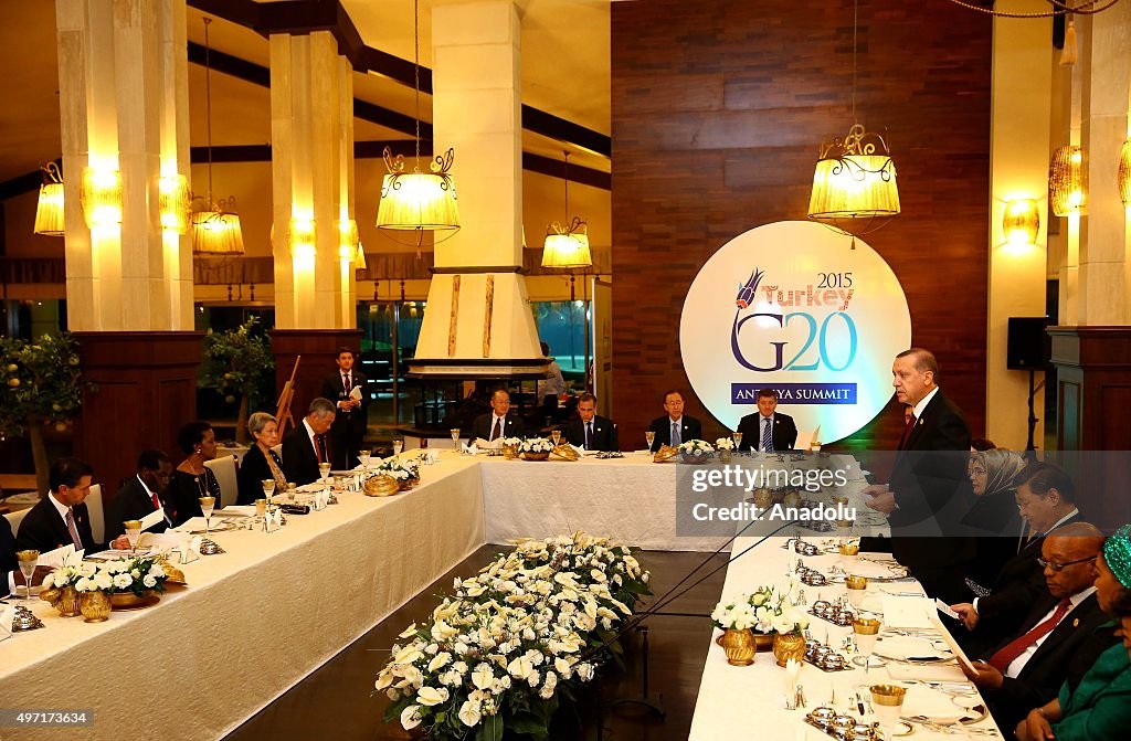 Turkish President Erdogan Hosts Dinner in Honor of G20 Leaders