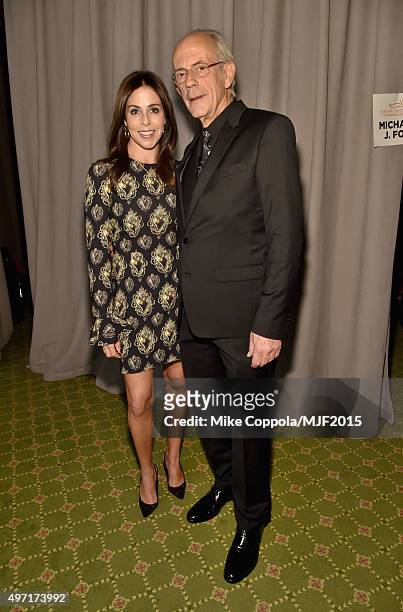 Lisa Loiacono and actor Christopher Lloyd attend the Michael J. Fox Foundation A Funny Thing Happened On The Way To Cure Parkinsons Gala at The...