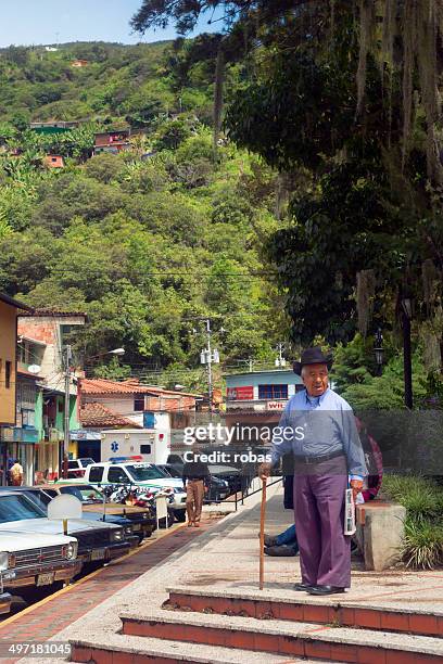 old man with walking stick near a park in merida - merida venezuela stock pictures, royalty-free photos & images