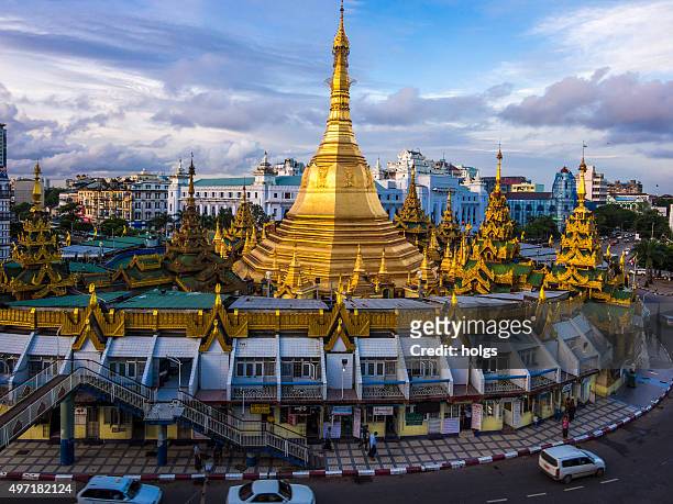 sule paya in yangon, myanmar - sule pagoda stock pictures, royalty-free photos & images