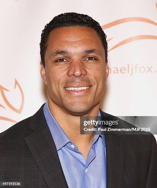 Tony Gonzalez attends the Michael J. Fox Foundation A Funny Thing Happened On The Way To Cure Parkinsons Gala at The Waldorf=Astoria on November...