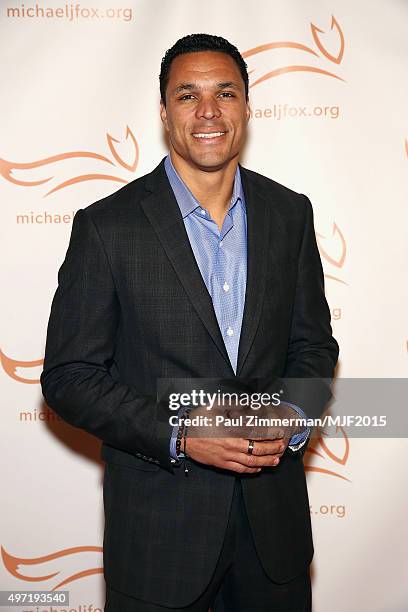 Tony Gonzalez attends the Michael J. Fox Foundation A Funny Thing Happened On The Way To Cure Parkinsons Gala at The Waldorf=Astoria on November...