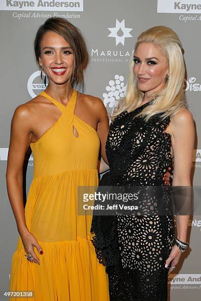 Actress Jessica Alba and singer Gwen Stefani attend the 2015 Baby2Baby Gala presented by MarulaOil & Kayne Capital Advisors Foundation honoring Kerry...