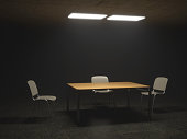 Interrogation Room with Chairs and Table