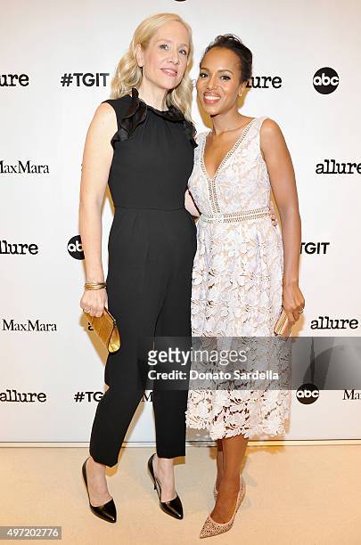 Executive producer Betsy Beers, wearing MaxMara and actress Kerry Washington attend 'MaxMara & Allure Celebrate ABC's #TGIT' at MaxMara on November...