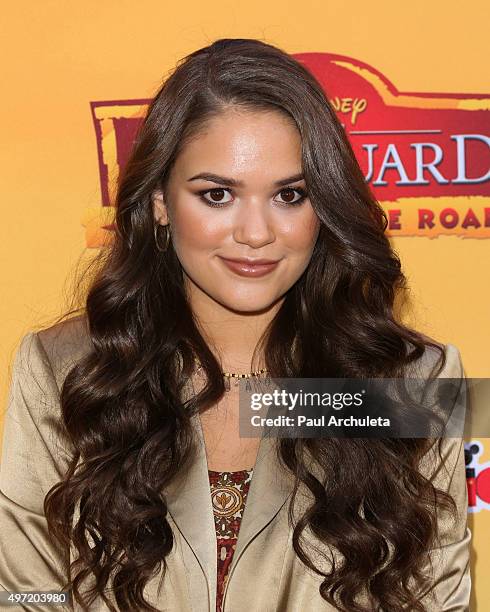 Actress Madison Pettis attends the premiere of Disney Channel's "The Lion Guard: Return Of The Roar" at Walt Disney Studios on November 14, 2015 in...