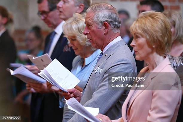 Prince Charles, Prince of Wales and Camilla, Duchess of Cornwall attend a service at St George's Cathedral on November 15, 2015 in Perth, Australia....