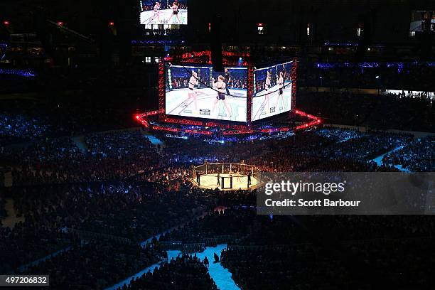 General view as Ronda Rousey of the United States and Holly Holm of the United States compete in their UFC women's bantamweight championship bout...