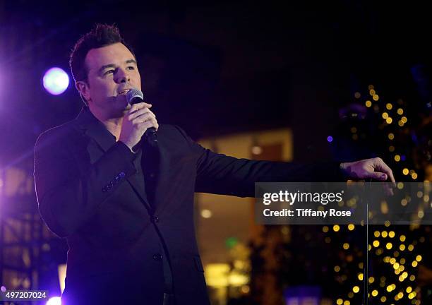 Host Seth MacFarlane performs onstage during The Grove Christmas with Seth MacFarlane, presented by Citi. At The Grove on November 14, 2015 in Los...