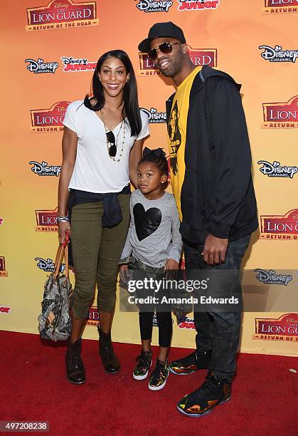 Player Candace Parker, her daughter Lailaa Nicole Williams and husband Shelden Williams arrive at the premiere of Disney Channel's "The Lion Guard:...
