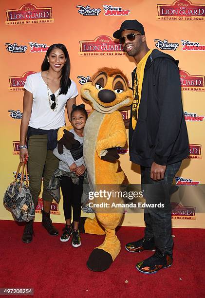 Player Candace Parker, her daughter Lailaa Nicole Williams and husband Shelden Williams arrive at the premiere of Disney Channel's "The Lion Guard:...