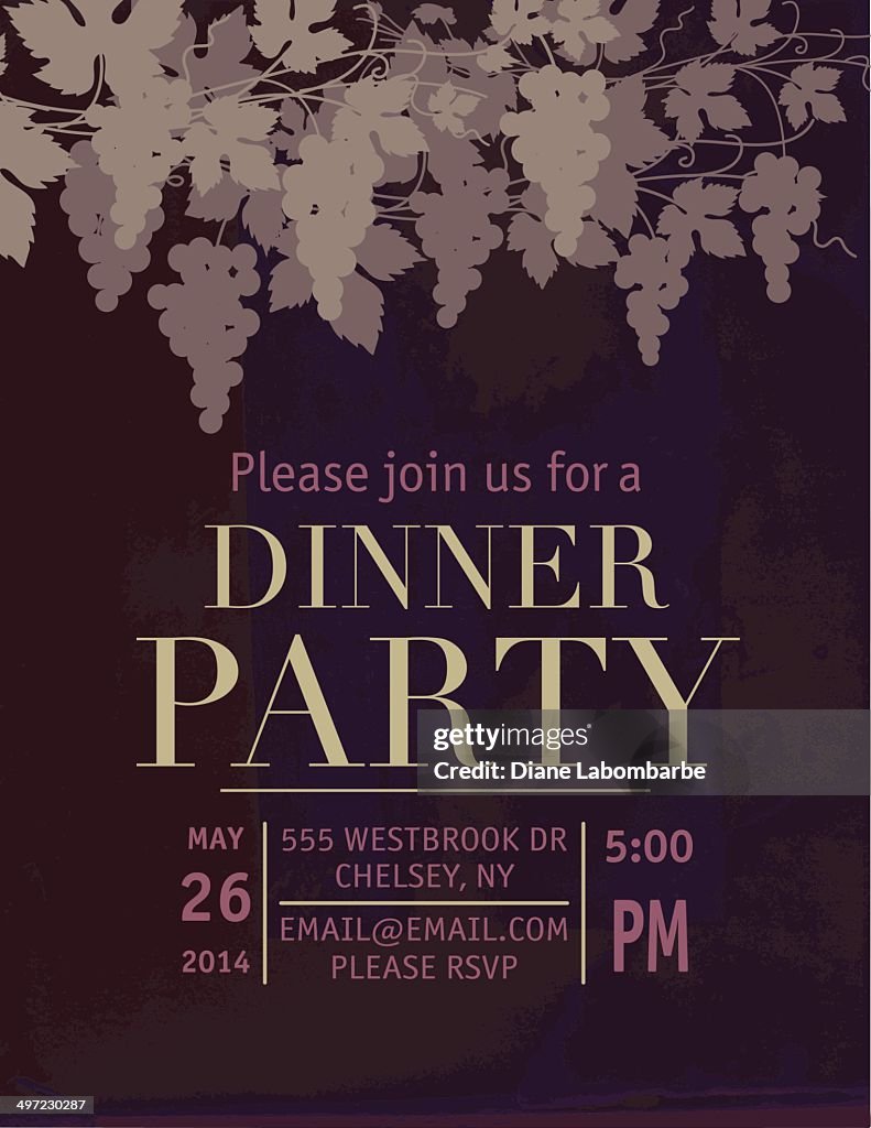 Dinner Party Invitation With Grapes