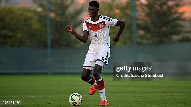 Idrissa Toure of Germany plays the ball during the U18 four nations friendly tournament match between Germany and Czech Republic at Emirhan Sport...