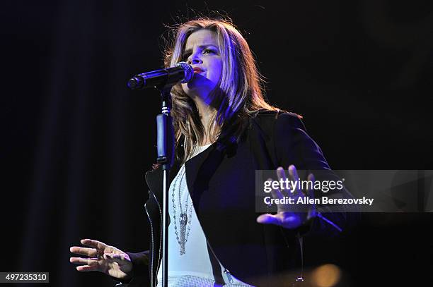 Singer Ann Curless of Expose performs onstage during the 94.7 The Wave Freestyle Concert at Honda Center on November 14, 2015 in Anaheim, California.