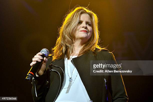 Singer Ann Curless of Expose performs onstage during the 94.7 The Wave Freestyle Concert at Honda Center on November 14, 2015 in Anaheim, California.