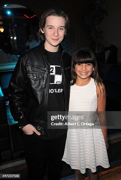 Actor/host CJ Valleroy from 'Unbroken' and actress Milly D at the Piano Tiles 2 app launch held at Couture on November 14, 2015 in Hollywood,...